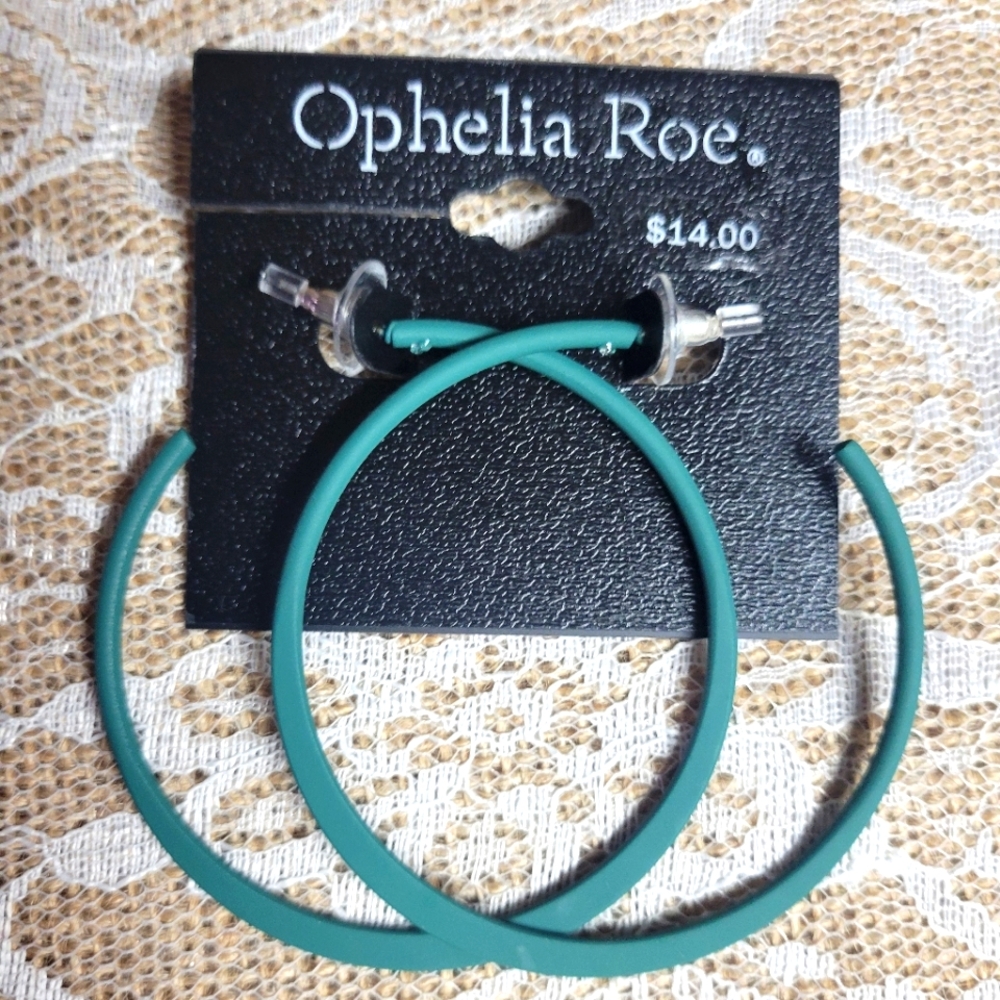 Ophelia Roe pierced post blueish green 2 in hoop earrings